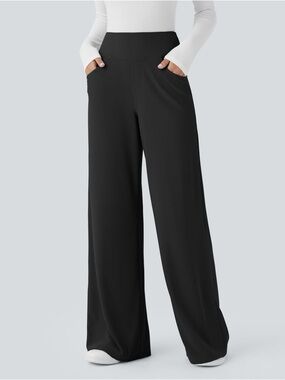 Halara Flex™ High Waisted Tummy Control Pockets Wide Leg Micro Waffle Pants